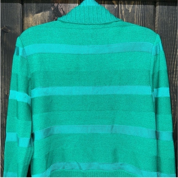 St John Cardigan Sweater Size S Button Front Wool Blend Green Striped Vtg Y2K - Picture 9 of 9